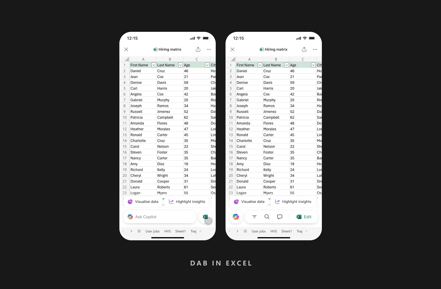 DAB in Excel dark