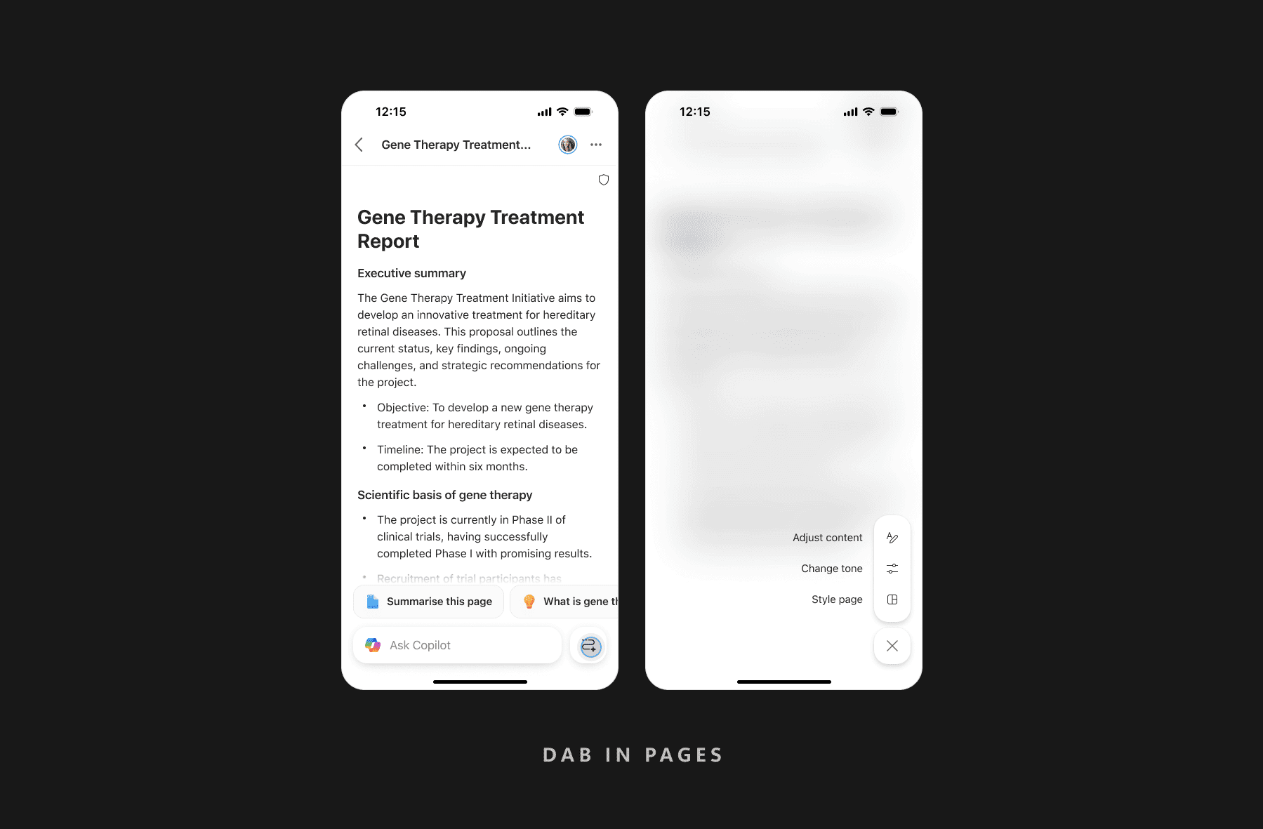 DAB in Pages dark