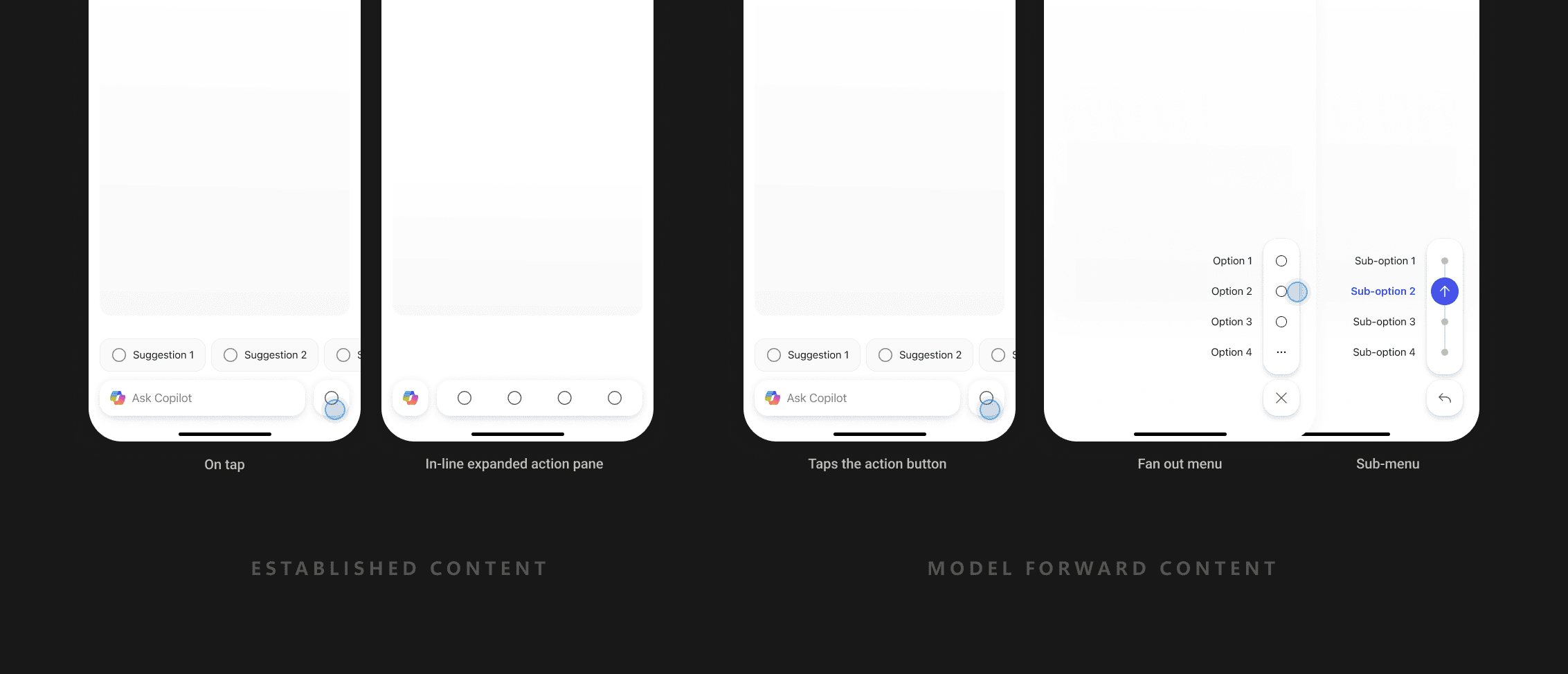 DAB component design & specs — dark mode